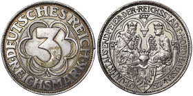 Germany, 3 Reichsmark, 1927, A Berlin, Ag.500 15,00 g, Rare, Jaeger 327, UNC