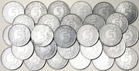 Germany, Lot 73 pcs. 5 Mark: various date and mints, including 5 Mark 1958 J. Ag.625 Total silver weight: 810,00 g, ca. Jaeger 387