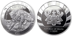 Ghana, Republic, 5 Cedis, 2020, Machairodontinae. Ag.999 1 Oncia / 1 Oz, KM 125, PROOF
