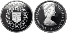 Gibraltar, Elizabeth II 25 Pence, 1977, 25th Anniversary of the Accession of Queen Elizabeth II. Ag.925 28,28 g, KM 10a, PROOF