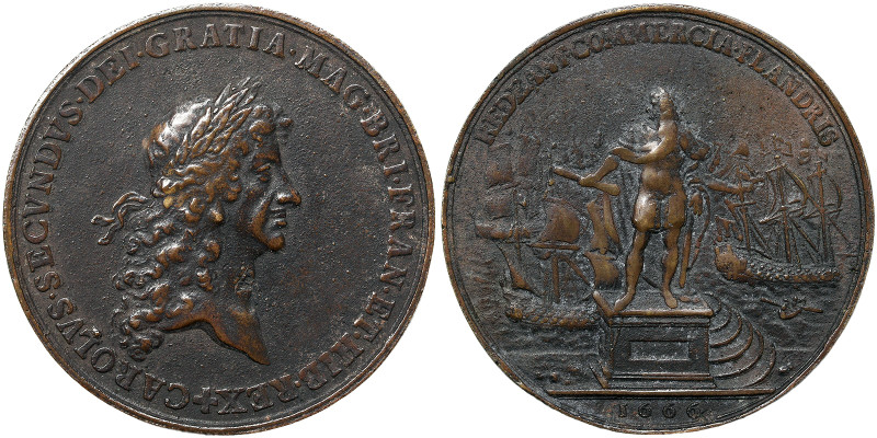 Great Britain, Charles II Posthumous Medal, 1666, Proposed Commercial Treaty wit...