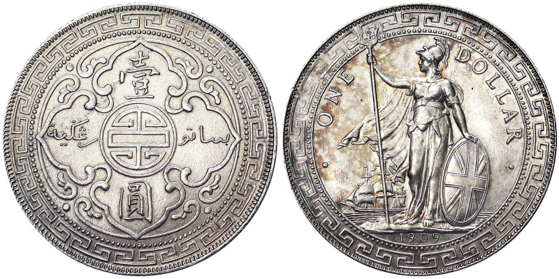 Great Britain, Edward VII Trade Dollar, 1909, Bombay, Ag.900 26,95 g, KM T5, XF