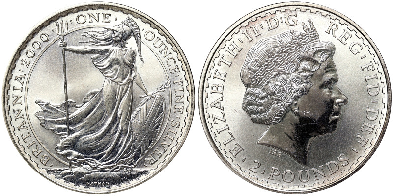 Great Britain, Elizabeth II 2 Pounds, 2000, London, Ag.958 32,45 g, KM 1029, UNC