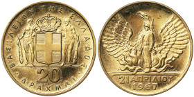 Greece, Constantine II 20 Drachmai, 1967, Au.900 6,45 g, Fr. 22, UNC
