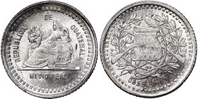 Guatemala, 1/2 Reales, 1880, Ag.835 1,50 g, KM 155, XF