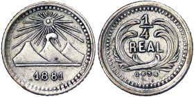 Guatemala, 1/4 Real, 1881, Ag.835 0,79 g, KM 151, A.XF