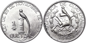 Guatemala, 1/4 Quetzal, 1925, Ag. 8,33 g, KM 240, VF/A.XF