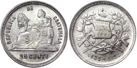 Guatemala, 25 Centavos, 1893, Ag.835 6,25 g, KM 209, XF