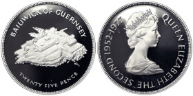 Guernsey, 25 Pence, 1977, 25th Anniversary of the Accession of Queen Elizabeth II. Ag.925 28,28 g, KM 31a, PROOF