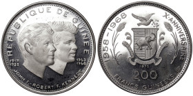 Guinea, 200 Francs, 1970, John and Robert Kennedy. Ag.999 11,70 g, KM 10, PROOF