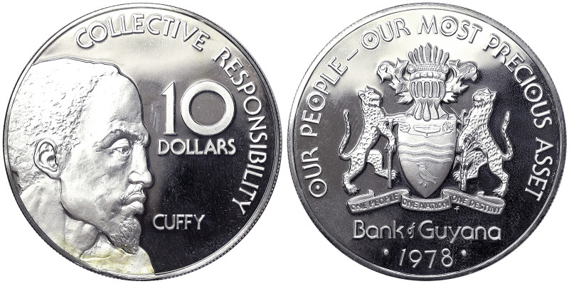 Guyana, 10 Dollars, 1978, Ag.925 43,23 g, KM 44a, PROOF