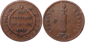 Haiti, 6-1/4 Centimes, 1846, Year 43. Cu. 15,65 g, KM 29, VF