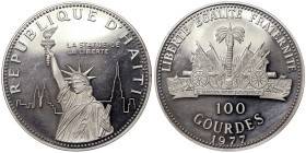 Haiti, 100 Gourdes, 1977, Statue of Liberty. Mintage: 214 pcs. Ag.925 43,00 g, KM 135, PROOF