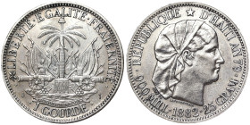 Haiti, 1 Gourde, 1882, Ag.900 25,00 g, Rare, KM 46, A.XF