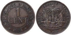 Haiti, 1 Centime, 1895, Cu. 5,00 g, KM 48, VF