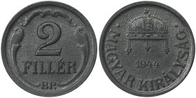 Hungary, 2 Filler, 1944, Budapest, Ae. 3,35 g, KM 506, UNC