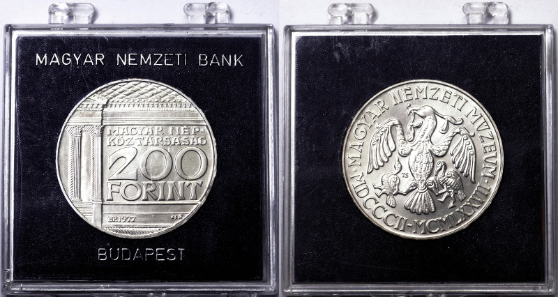 Hungary, 200 Forint, 1977, Budapest, National museum. With original case. Ag.640...