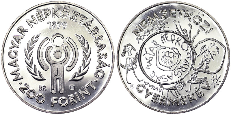 Hungary, 200 Forint, 1979, Budapest, International Year of Children. Ag.640 28,0...