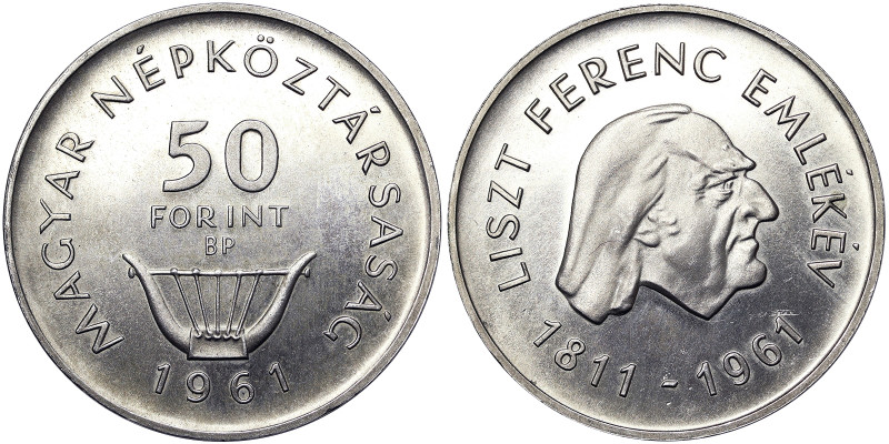 Hungary, 50 Forint, 1961, Budapest, Liszt. Ag.750 20,00 g, KM 559, UNC