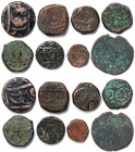 India, Lot 8 pcs. Assorted AE issues mostly minor native state issue but also includes some Sultans of Delhi issues, most coins are of minor copper (a...