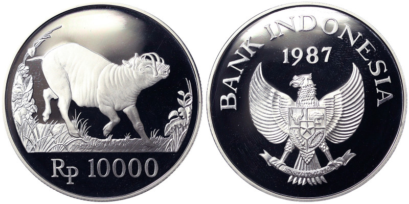 Indonesia, 10.000 Rupias, 1987, Ag.925 19,40 g, Rare, KM 45, PROOF