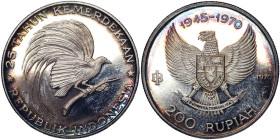 Indonesia, 200 Rupias, 1970, Great Bird of Paradise. Ag.999 8,00 g, KM 23, PROOF