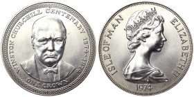Isle of Man, Elizabeth II Crown, 1974, Winston Churchill. Ag.925 28,28 g, KM 30a, UNC
