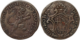 Italian States, Bologna, Benedetto XIV 1/2 Bolognino, 1747, Ex Auction: Gray Sale 30, 7/12/1973. Cu. 5,25 g, Rare, CNI 62, VF+