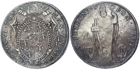 Italian States, Bologna, Pio VI Scudo, 1777, Year III. Ag. 26,31 g, Rare, Muntoni 198, VF