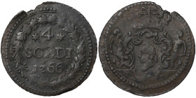 Italian States, Corsica, General Pasquale Paoli 4 Soldi, 1766, Murato Billon. 1,45 g, Rare, CNI 19, VF