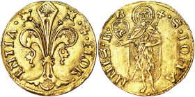 Italian States, Florence, Republic Fiorino Largo, First semester 1464, Sign: Rampant she-wolf surmounted by B. Mint master for gold: Bartolo Tebaldi. ...