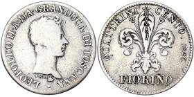 Italian States, Florence, Leopoldo II Fiorino, 1826, Ag.916 6,60 g, Rare, Pagani 127, F