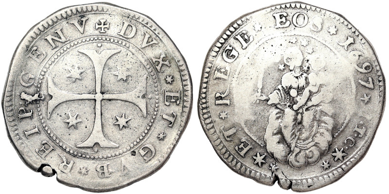 Italian States, Genoa, Republic Biennial Doges Phase III 1/2 Scudo Stretto, 1697...