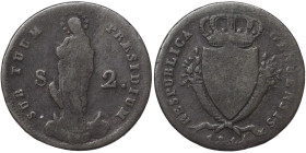 Italian States, Genoa, Genoese Republic 2 Soldi, 1814, Billon. 1,67 g, Pagani 33, F