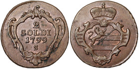 Italian States, Gorizia, Francesco II of Austria 2 Soldi, 1799, S Schmöllnitz, Cu. 5,50 g, Herinek 1171, XF+