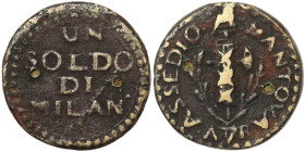 Italian States, Mantua, Austrian/Russian siege 1 Soldo, 1799, Year VII. Ae. 14,24 g, NC, Pagani 259, VF