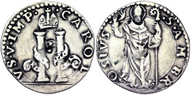 Italian States, Milan, Carlo V of Absburgo, Duke of Milan Denaro da 8 Soldi, n.d., Ag. 2,50 g, Rare, MIR 289-1, A.XF