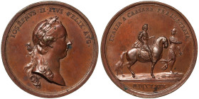 Italian States, Milan, Giuseppe II Medal, 1769, In memory of the journey in Milan. Opus: J. M. Krafft. Ø 48,5 mm. Ae. 37,23 g, Rare A.UNC