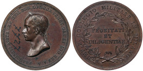 Italian States, Milan, Francesco I Medal, 1815, The Royal Military College in Milan. Opus: L. Manfredini. Ø 31 mm Ae. 13,34 g, Rare, Ink pen traces on...