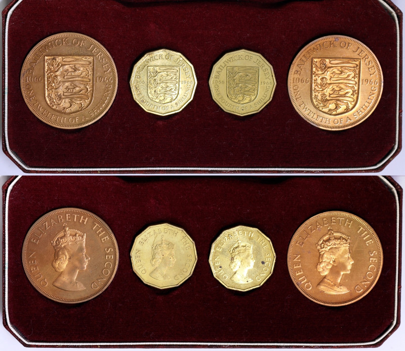 Jersey, Elizabeth II Set, 1966, Complete set of 4 pcs (2 pence and 2 large cents...