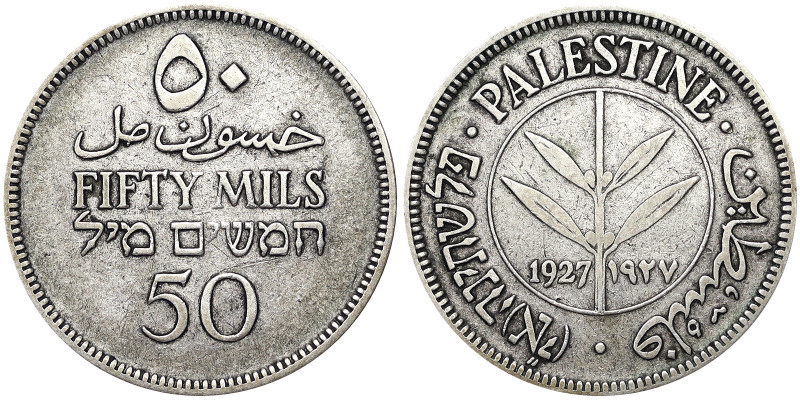 Palestine, 50 Mils, 1927, Ag.720 5,83 g, KM 6, VF