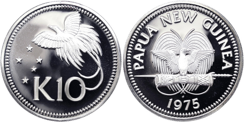 Papua New Guinea, 10 Kina, 1975, Ag.925 41,60 g, KM 8a, PROOF