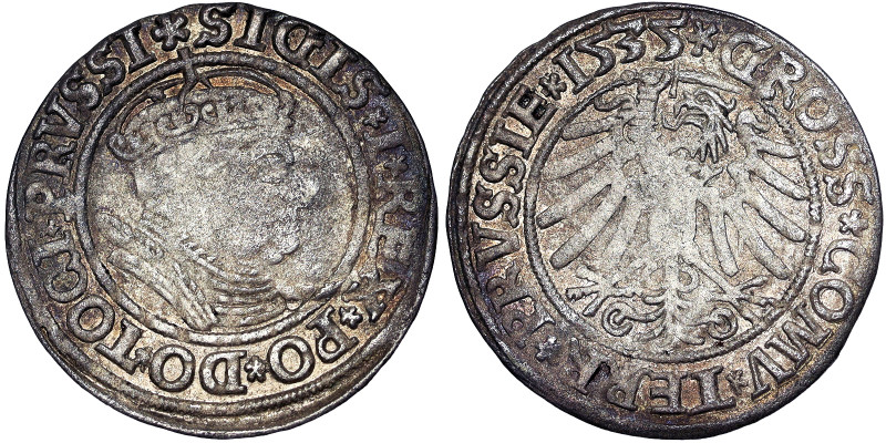 Poland, Sigismund I Grosz (Groschen), 1535, Toruń, Ag. 1,57 g, Kopicki 3091, VF