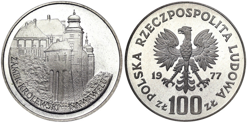 Poland, 100 Zlotych, 1977, Castle. Ag.625 16,50 g, Y 91, UNC