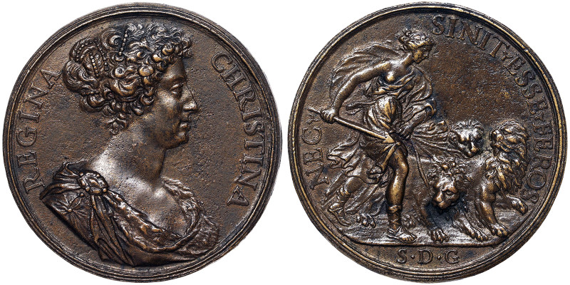 Sweden, Christina Medal, n.d., Opus: Massimiliano Soldani Benzi. Ø 61 mm. Ae. 76...