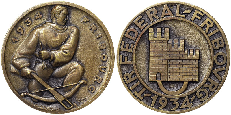 Switzerland, Medal, 1934, Shooting festival in Fribourg. Opus: Willy Jordan. Ø 5...