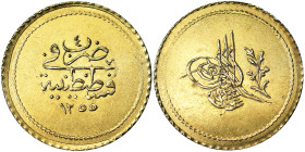 Turkey, Abdul Mejid Memduhiye, 1255/4 AH-1842 AD, Au.917 1,58 g, Rare, KM 659, UNC