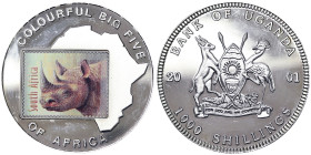 Uganda, 1.000 Shillings, 2001, Rhinocerous. Ni. 19,84 g, KM 77, PROOF