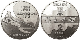 Ukraine, 2 Hryvni, 2000, Sydney 2000 Olympics - Sailing. Ni. 12,80 g, KM 97, UNC