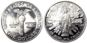 United States, 1 Dollar, 1989, San Francisco, Congressional coins, Liberty. Ag.900 26,73 g, KM 273, PROOF